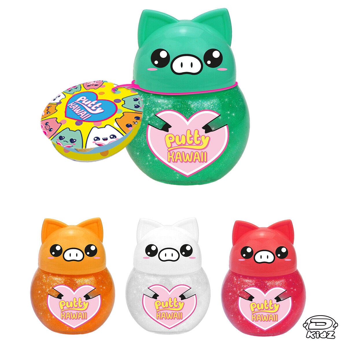 1x Personaggio PUTTY HAWAII Pasta Modellabile Gattino con SLIME Glitter Crystal