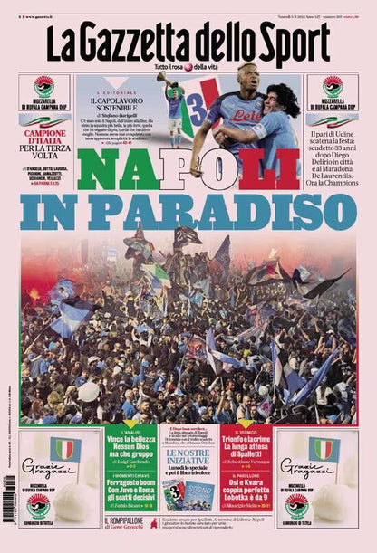 La Gazzetta dello Sport NEAPEL IM PARADIES 5. Mai 2023 3. Scudetto-Champion