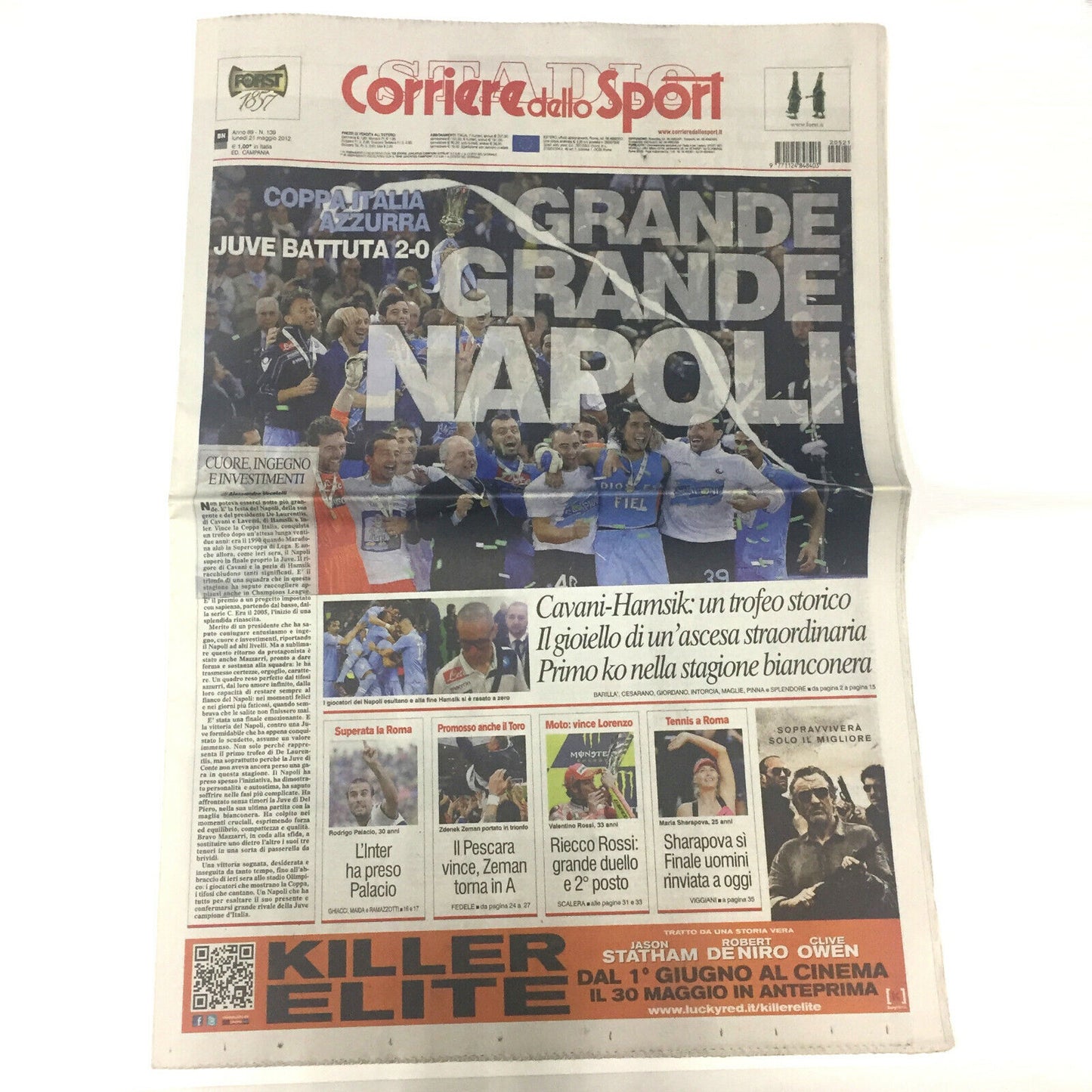 Giornale Corriere dello Sport del 21.05.2012 Il Calcio Napoli Vince Coppa ITALIA