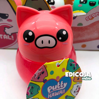 1x Personaggio PUTTY HAWAII Pasta Modellabile Gattino con SLIME Glitter Crystal