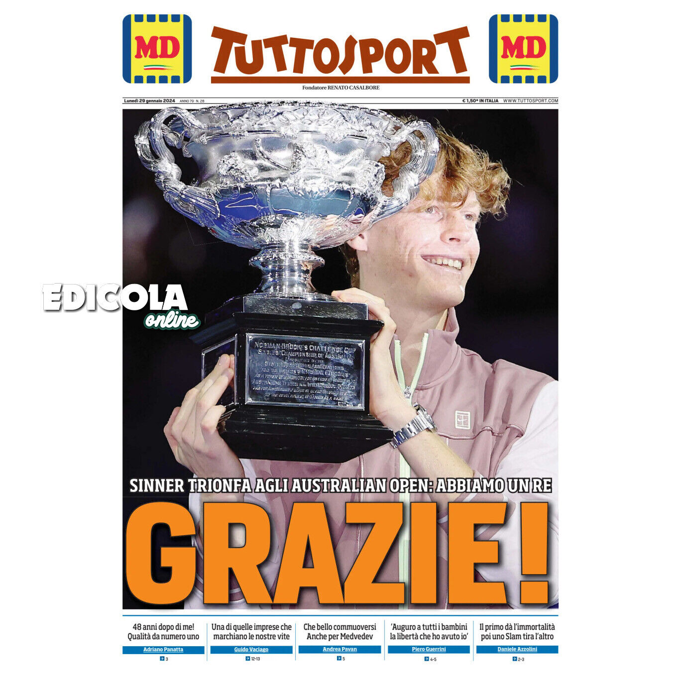 Gazzetta dello Sport tous les SportWeek Jannik SINNER ITALIA Tennis Open d'Australie