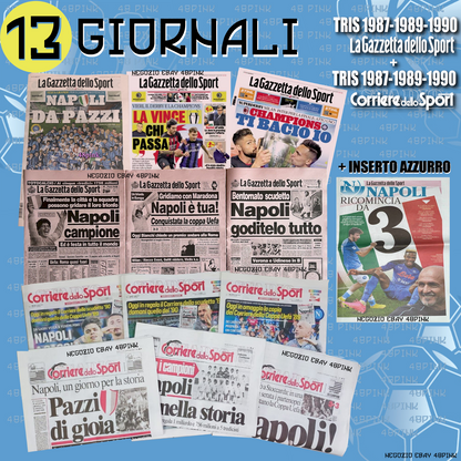 Corriere e Gazzetta dello Sport Napoli Champion Réimpression Scudetto 1987 1990 1989