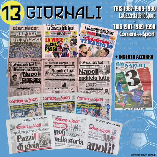 Corriere e Gazzetta dello Sport Napoli Campione Ristampa Scudetto 1987 1990 1989