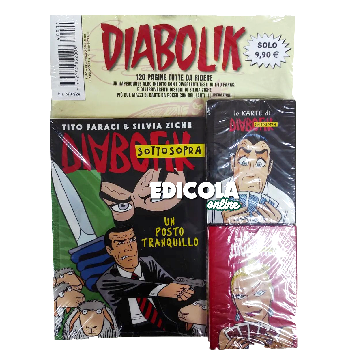 Fumetto DIABOLIK Sottosopra "Un posto Tranquillo" + Gadget Le carte da poker inedite di Silvia Ziche - Karte 2024