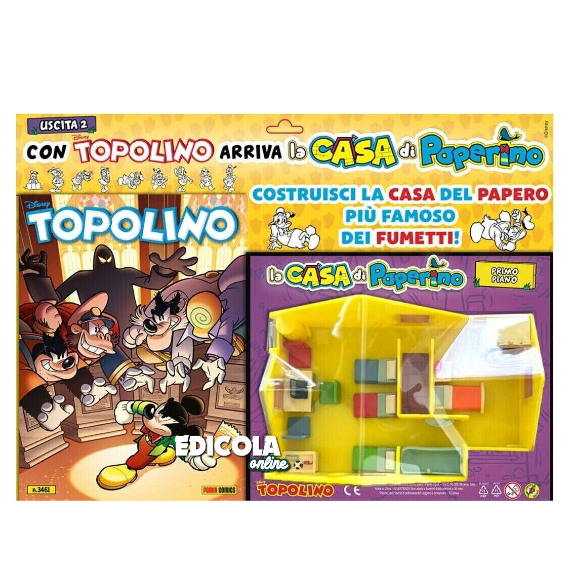 Set Completo 6/6 : LA CASA DI ZIO PAPERINO con Fumetti di Topolino e Paperinik