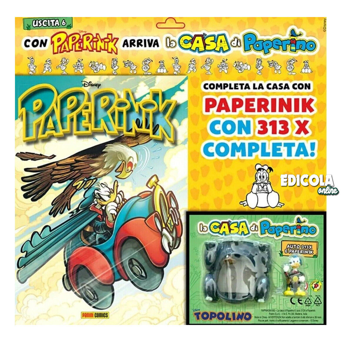 Set Completo 6/6 : LA CASA DI ZIO PAPERINO con Fumetti di Topolino e Paperinik
