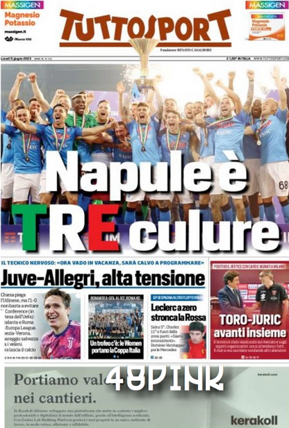 Satz Zeitungen NEAPEL SCUDETTO PARTY Corriere dello Sport Gazzetta Mattino Tutto