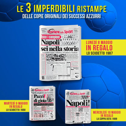 Le journal Corriere dello Sport réimprime NAPLES Scudetto 1987 1990 Coupe UEFA 1989