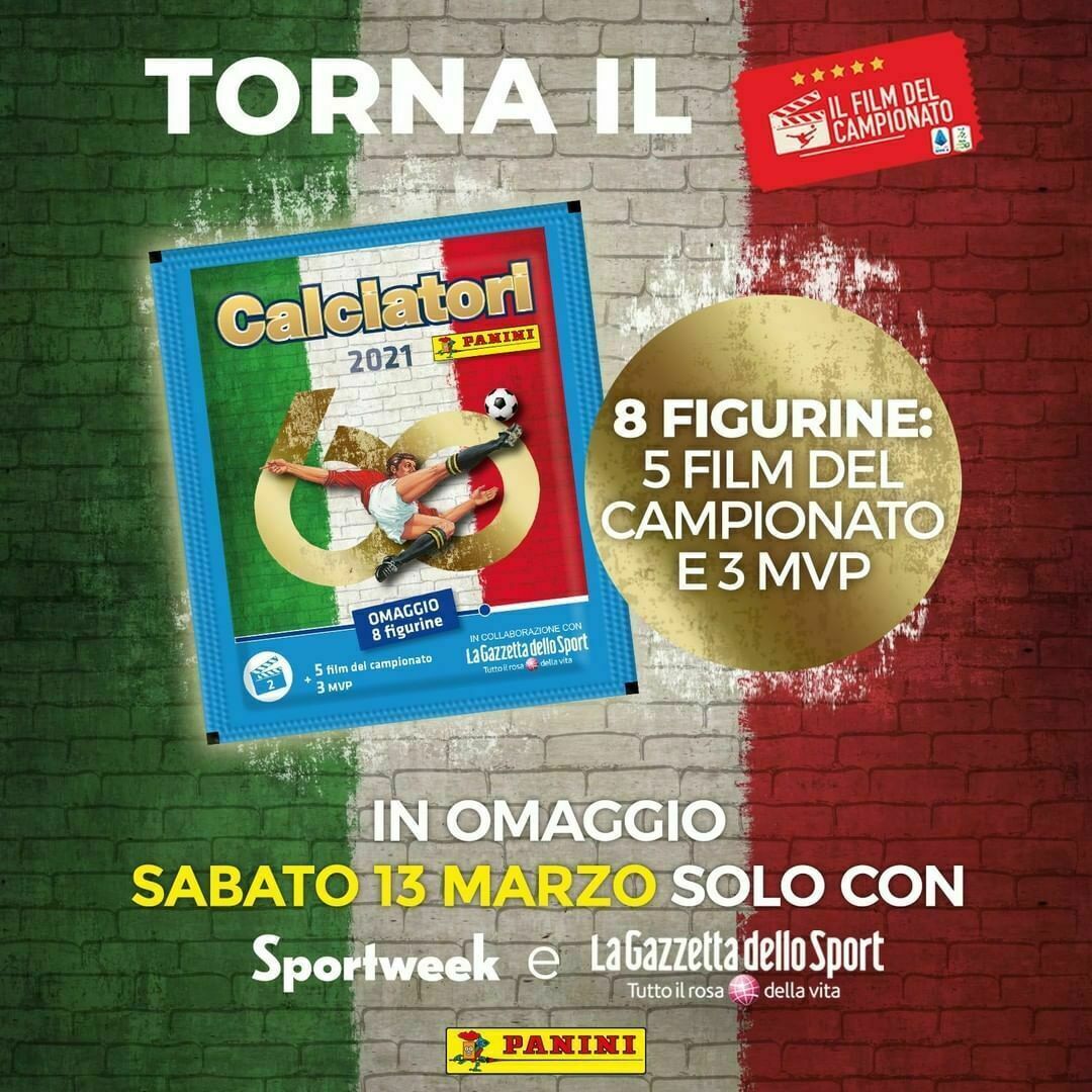 SPORTWEEK LA GAZZETTA DELLO SPORT 2021 con Figurine Calciatori Panini C11 a C15