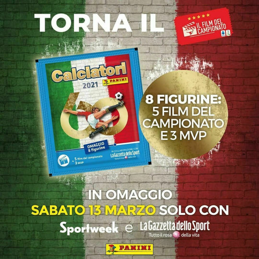 SPORTWEEK LA GAZZETTA DELLO SPORT 2021 mit Panini-Fußballeraufklebern C11 bis C15