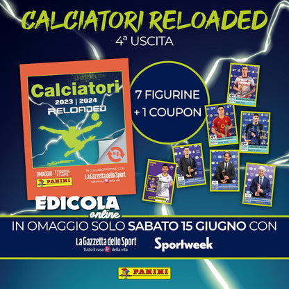 Sportweek 15 Giugno 2024 + Quarta Bustina Reloaded Calciatori Figurine Panini 4°