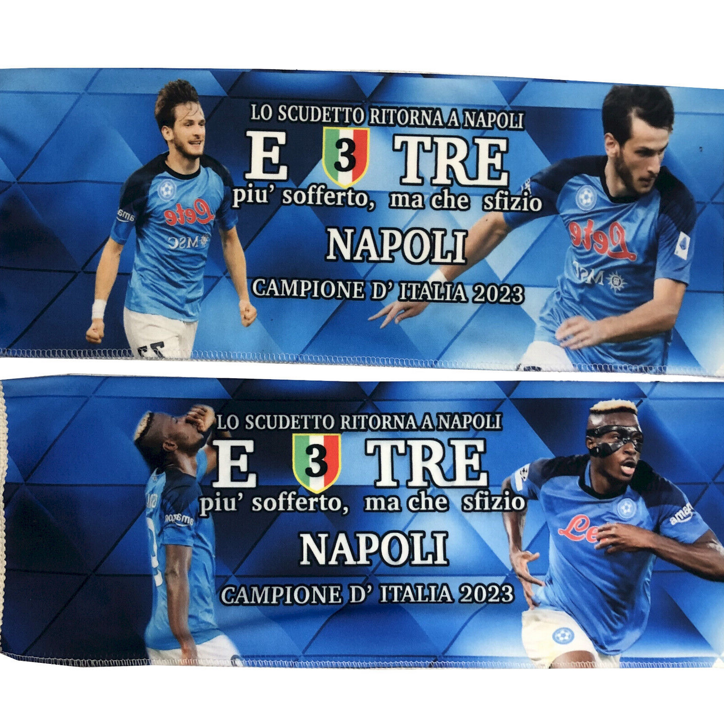 Sciarpa Ultras Calcio NAPOLI in Raso 2 Lati KVARASKELIA e OSIMHEN 3° Scudetto