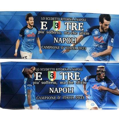 Sciarpa Ultras Calcio NAPOLI in Raso 2 Lati KVARASKELIA e OSIMHEN 3° Scudetto