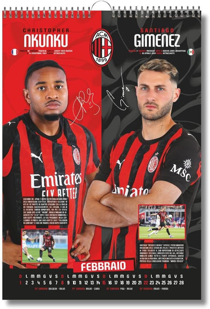 Calendario Verticale Milan 2026 + Set Braccialetti - cm 29x42 - Prodotto Ufficiale (Copia)