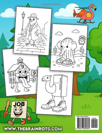 Libro da Colorare per Bambini + Giochi - "THE BRAINROTS" – Volume 1 (Formato MAXI)