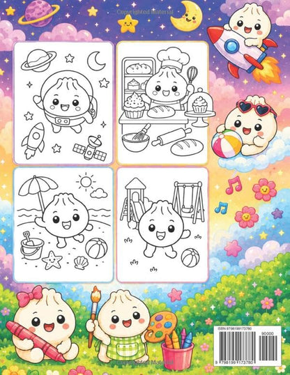 Libro da Colorare per Bambini - 36 Dumpling Kawaii