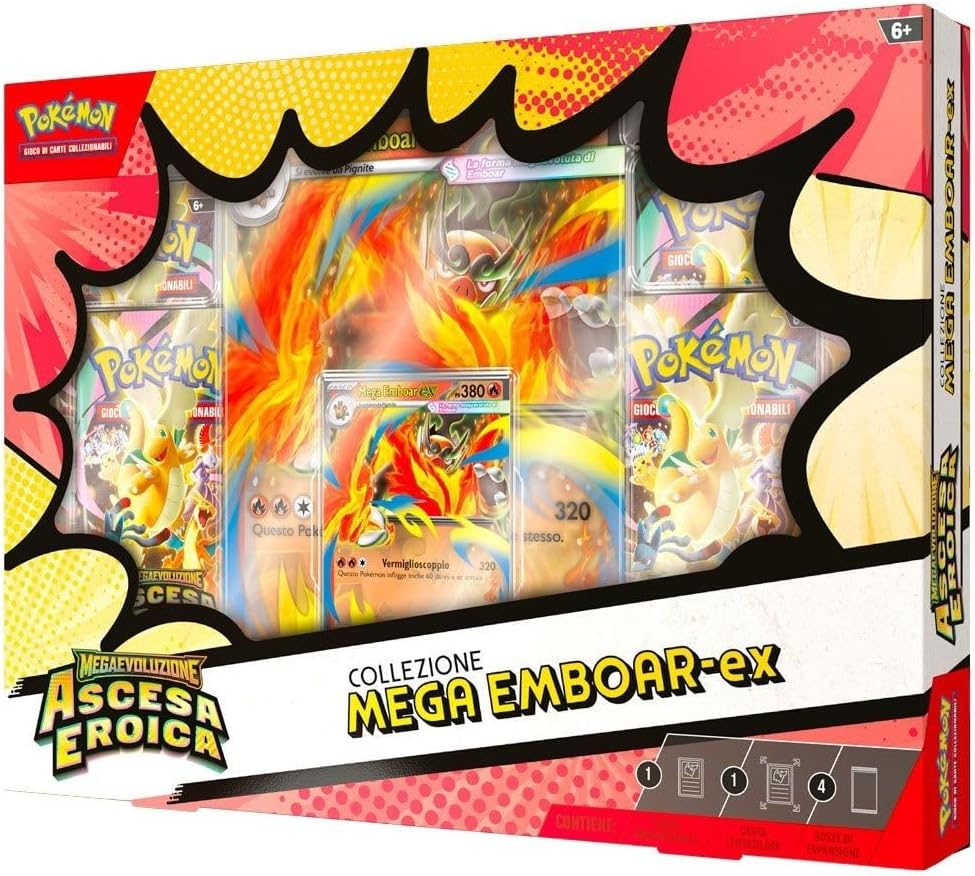 Set Pokémon Ascesa Eroica Collezione Mega EX Trio ITA – Mega Emboar ex, Mega Feraligatr ex, Mega Meganium ex – Italiano