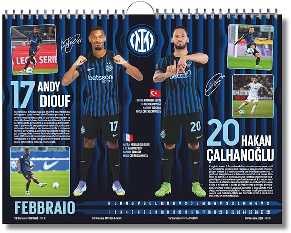 Inter 2025 Vertical Calendar - cm 29x42 - Official Product 