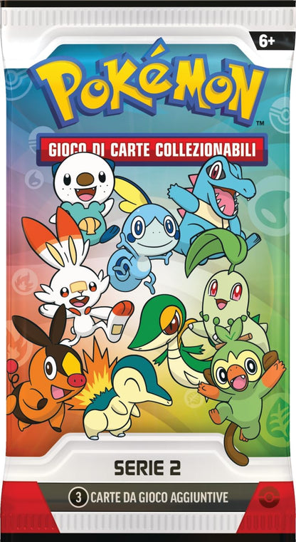 Pokémon: collezione illustrazione Primi compagni d’avventura - Serie 2 del GCC Pokémon (tre carte promozionali, due buste di espansione e un foglio di adesivi), Edizione in Italiano