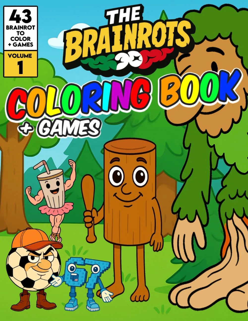 Libro da Colorare per Bambini + Giochi - "THE BRAINROTS" – Volume 1 (Formato MAXI)