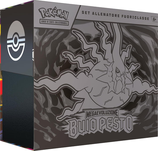 Pokémon: set Allenatore Fuoriclasse dell’espansione Megaevoluzione - Buio Pesto del GCC Pokémon (1 carta promozionale a figura intera, 9 buste di espansione e accessori premium), Edizione in Italiano