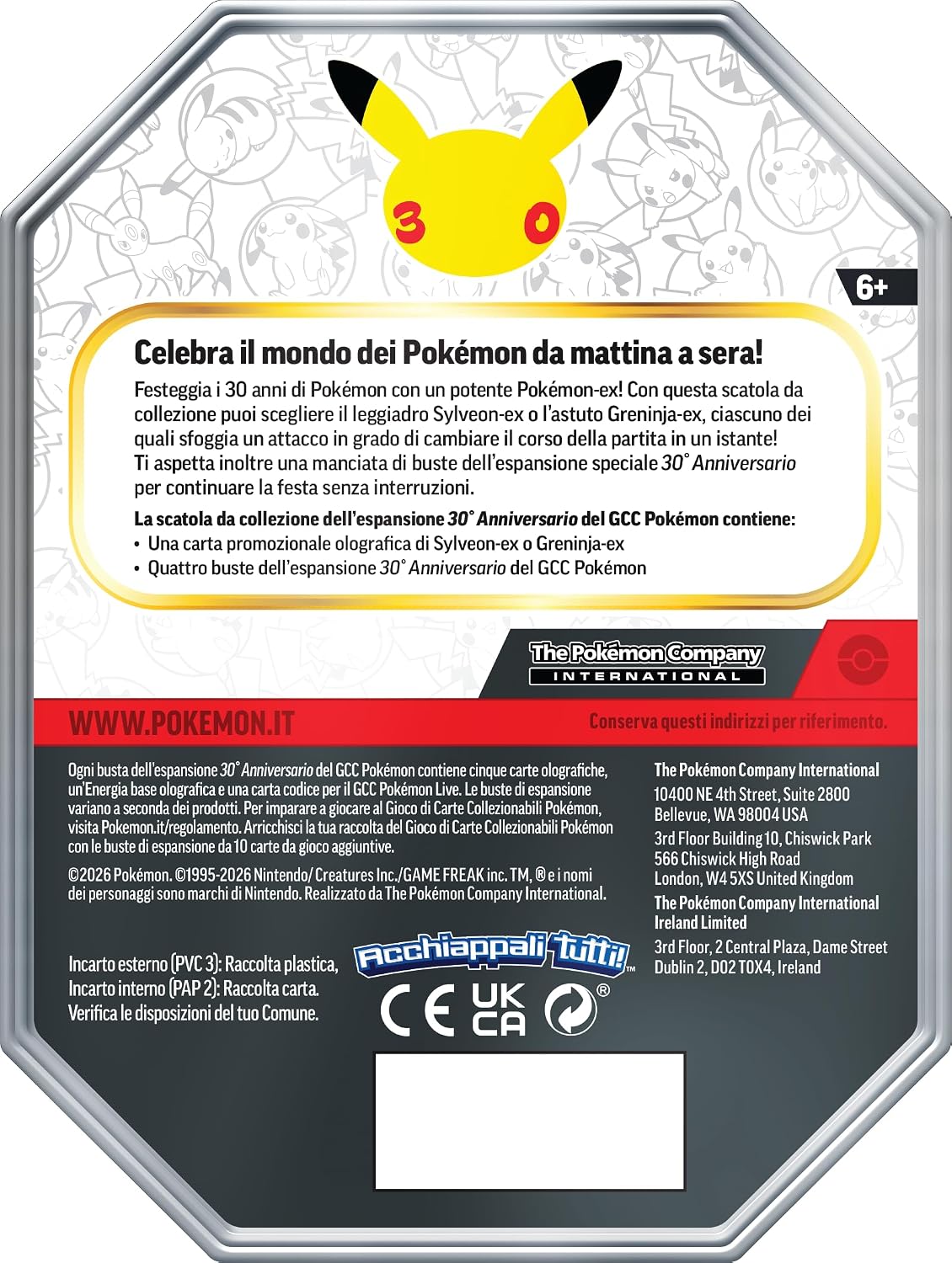 Pokémon: scatola da collezione Greninja-ex dell’espansione 30° Anniversario del GCC Pokémon - Italiano