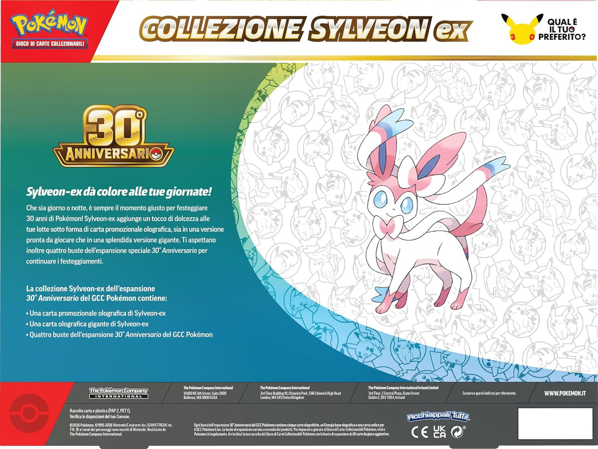 Pokémon: collezione Sylveon-ex dell’espansione 30° Anniversario del GCC in Italiano