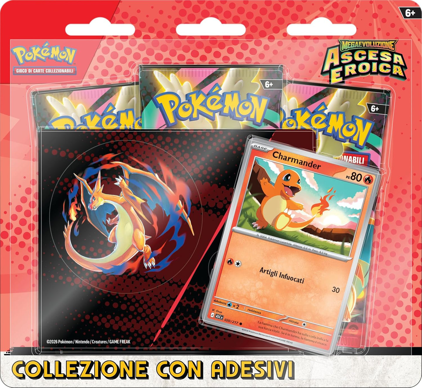 Pokémon: collezione con adesivi (Charmander) dell’espansione Scarlatto e Violetto - Ascesa Eroica del GCC Pokémon