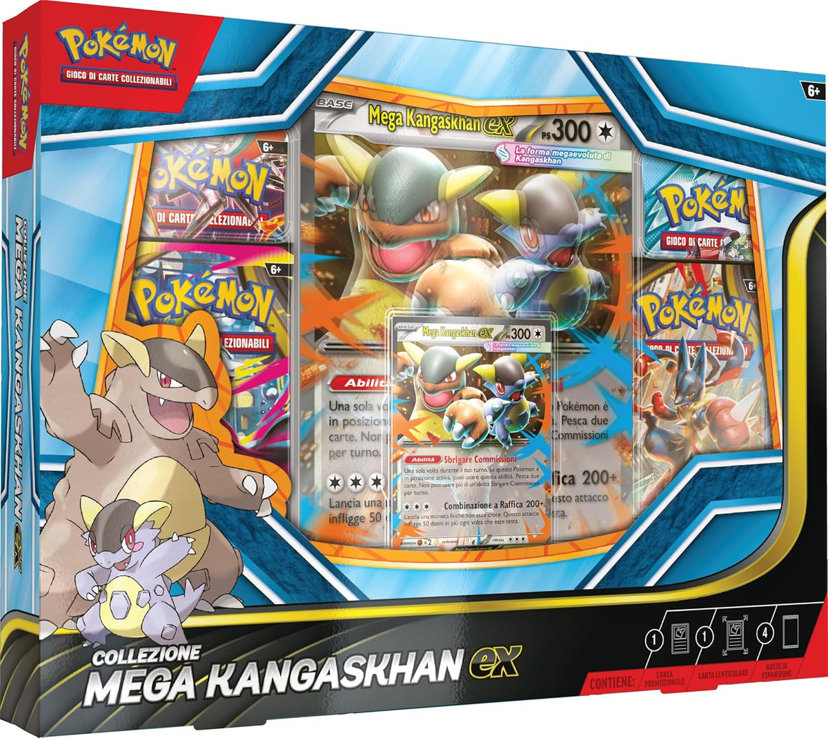 Pokémon: collezione Mega Kangaskhan-ex del GCC Pokémon (una carta promozionale olografica, una carta promozionale lenticolare gigante e quattro buste di espansione) Edizione in Italiano