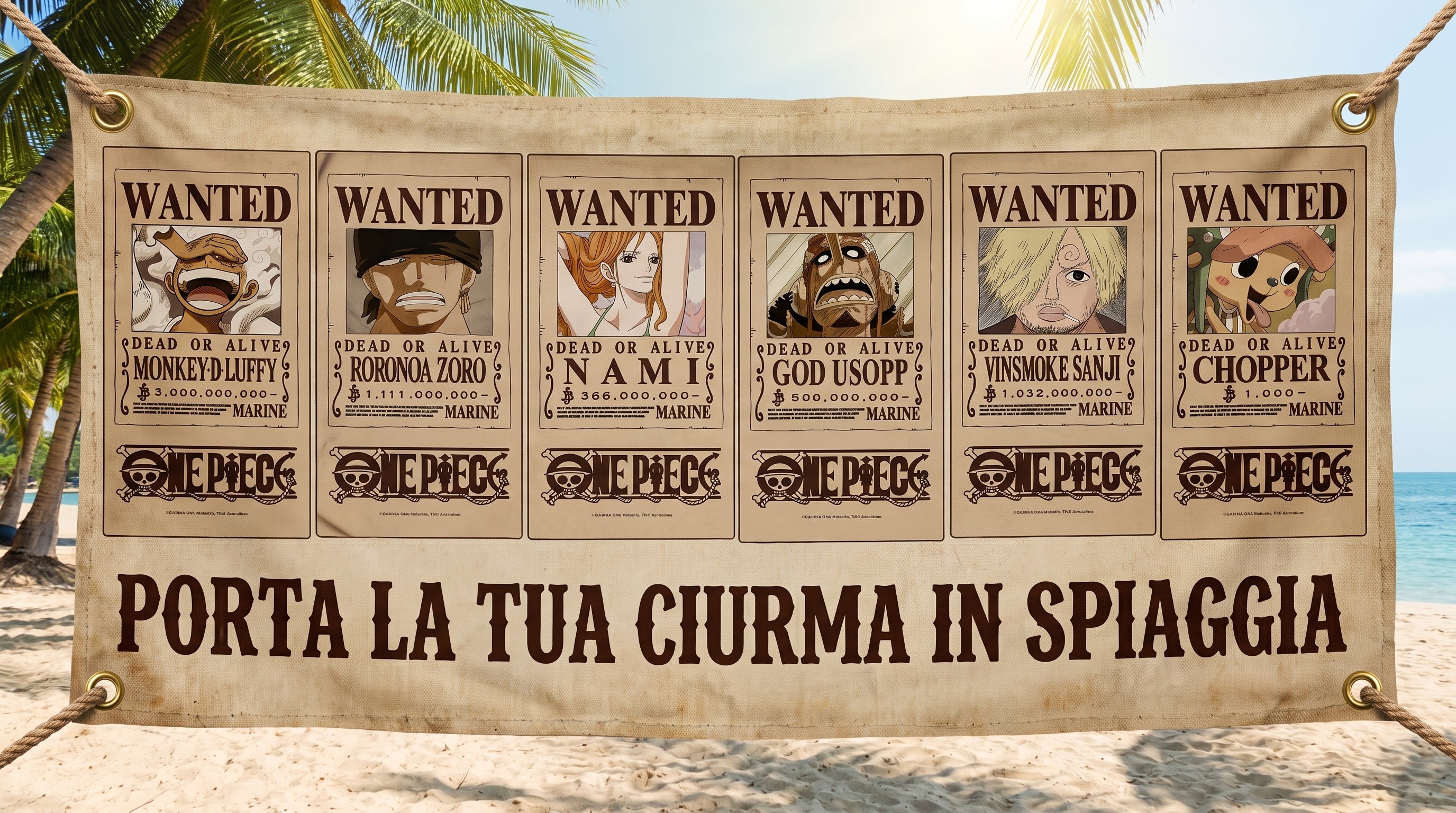 Porta la tua ciurma in spiaggia con i teli mare One Piece Wanted