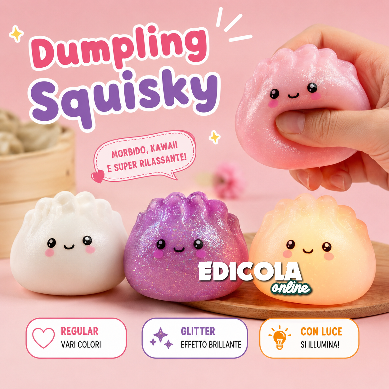 Squisky DUMPLING Mystery (Maxi 9,5cm) TIK TOK VIRALE ( Ravioli Gnocchi Bao Antistress)