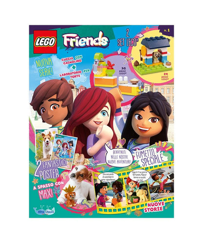 Rivista LEGO FRIENDS n.1 - Kit Cuccia con cagnolino + Laboratorio per torte