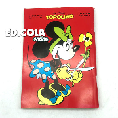 Réimpression du numéro 1 de la bande dessinée Mickey Mouse agrafée (2010), objet de collection, 60 lires, vintage et rare.