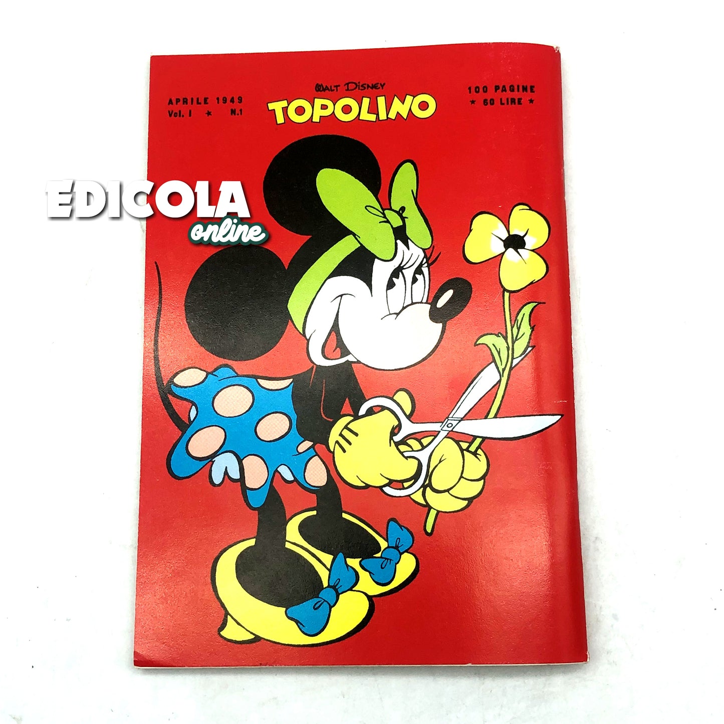 Mickey Mouse Comic Book agrafé n° 1 Réimpression (2005) Objet de collection 60 lires Vintage Rare