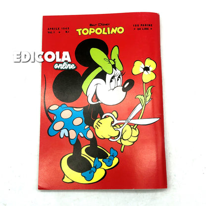 Mickey Mouse Comic Book agrafé n° 1 Réimpression (2005) Objet de collection 60 lires Vintage Rare