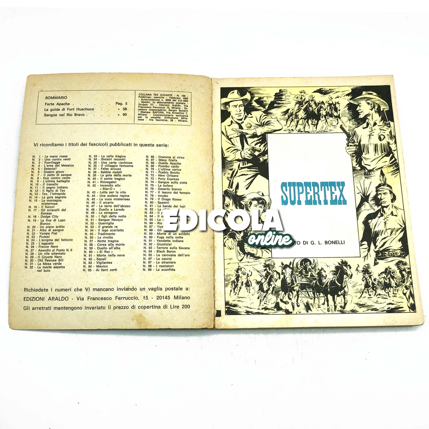 TEX SuperTex n 100 Original First Edition 200 Lire Sonderfarbausgabe