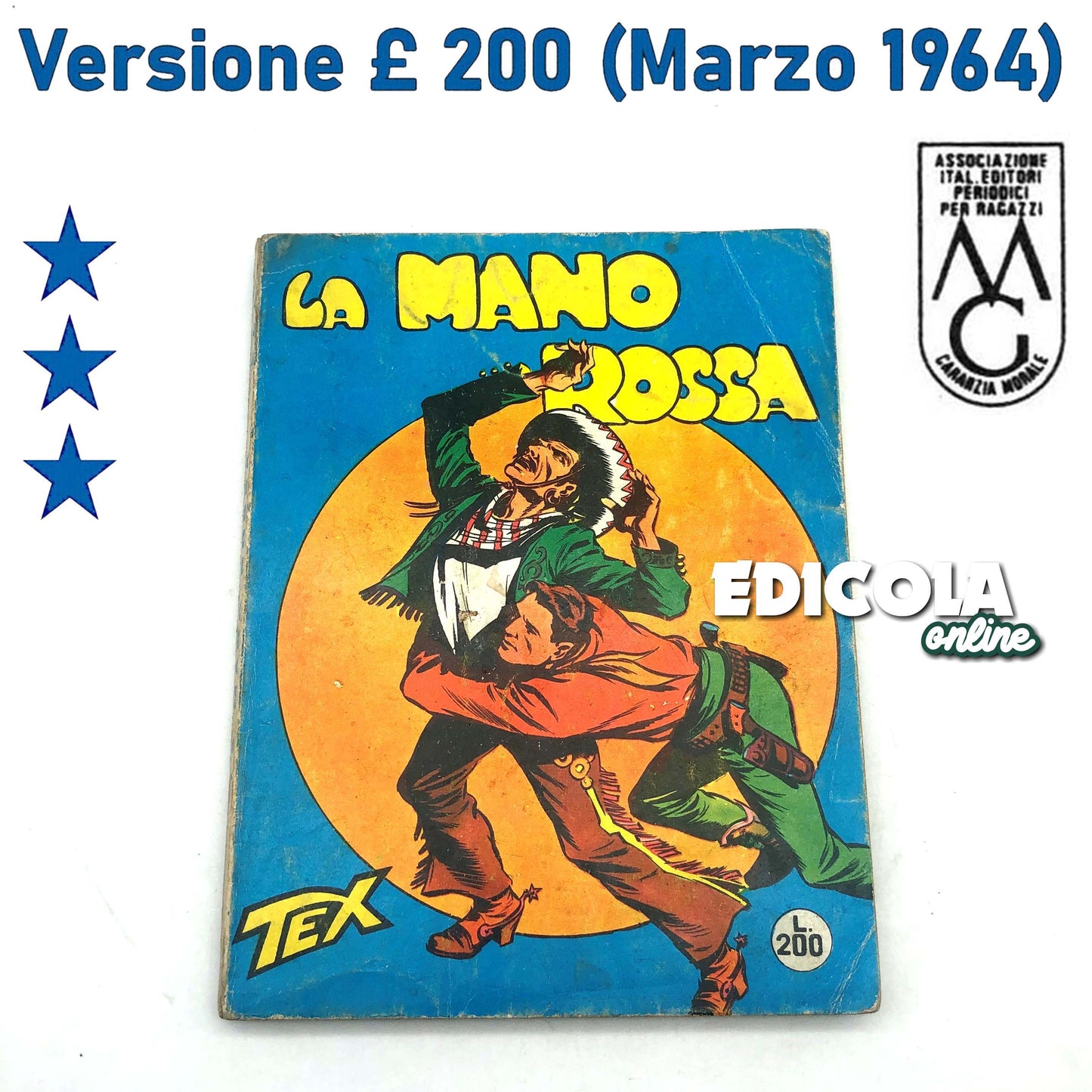 Tex Willer Tre Stelle Comic Nr. 1 LA MANO ROSSA Original £200 Lire 1964