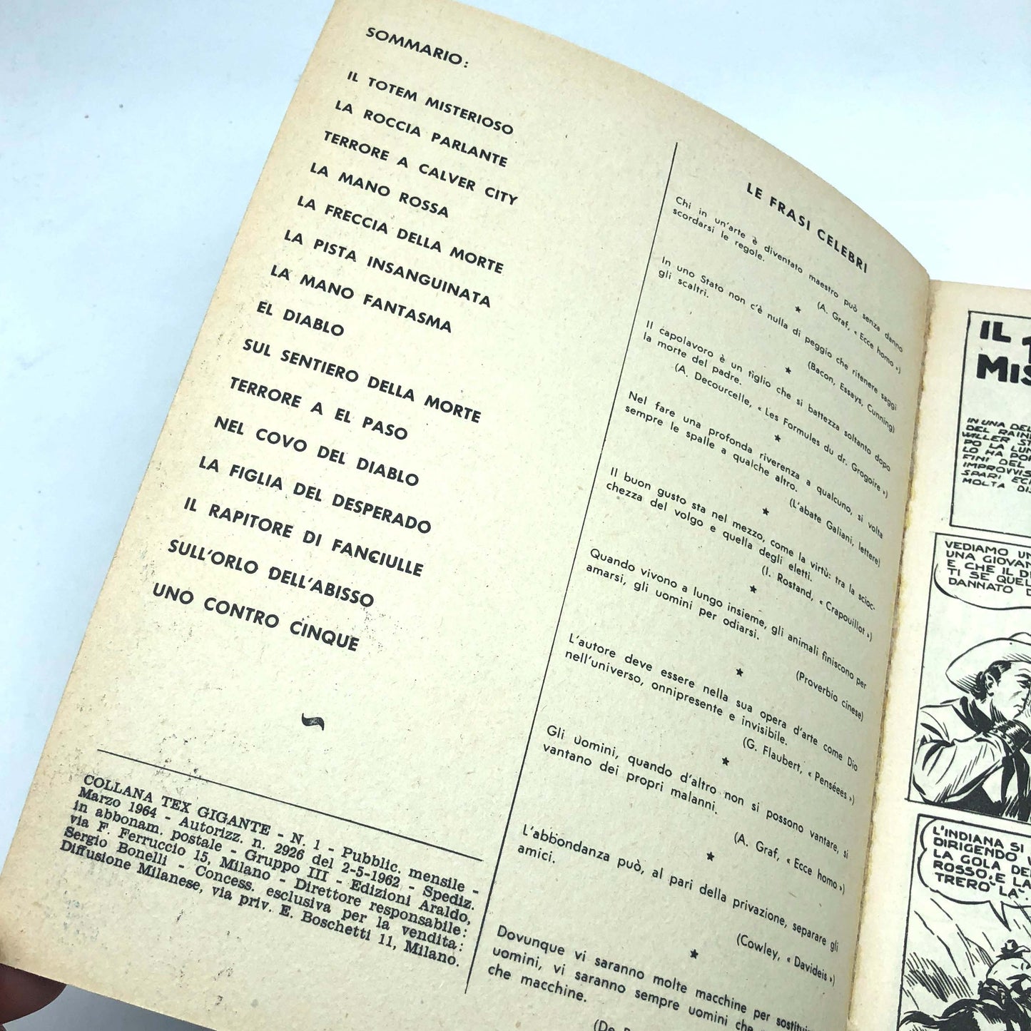 Fumetto Tex Willer Tre Stelle numero n.1 LA MANO ROSSA Originale £ 200 Lire 1964