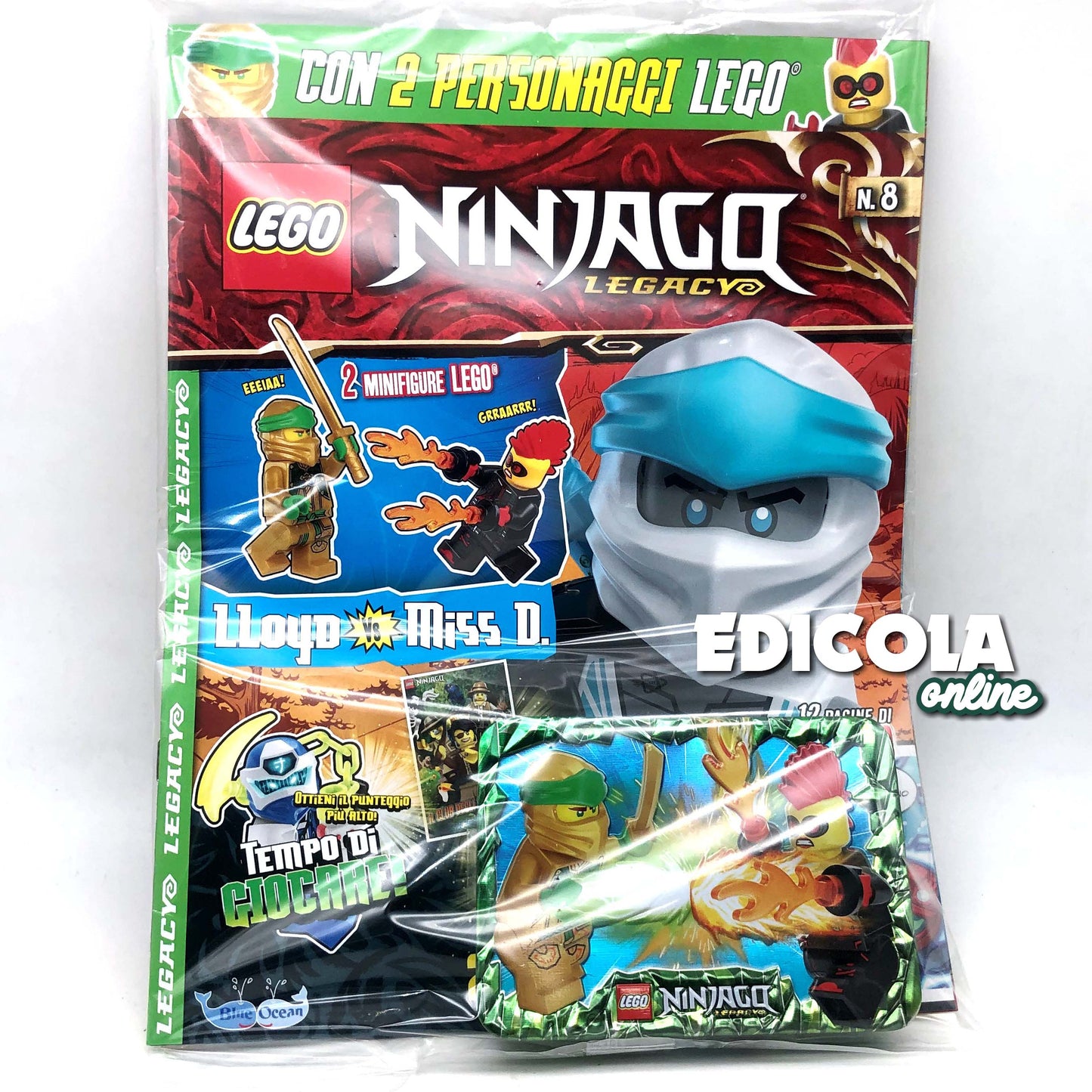 Rivista LEGO NINJAGO LEGACY n.8 - Lattina con 2 2 GIOCHI:  LLOYD vs. MISS D.