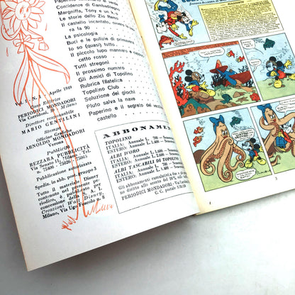 Réimpression du numéro 1 de la bande dessinée Mickey Mouse agrafée (1994), objet de collection, 60 lires, vintage et rare.
