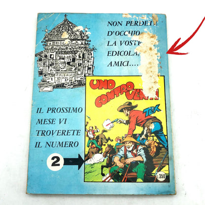 Fumetto Tex Willer numero n. 1 LA MANO ROSSA Originale £ 350 Lire 1964 Aut 2926 (Difetto sul retro)
