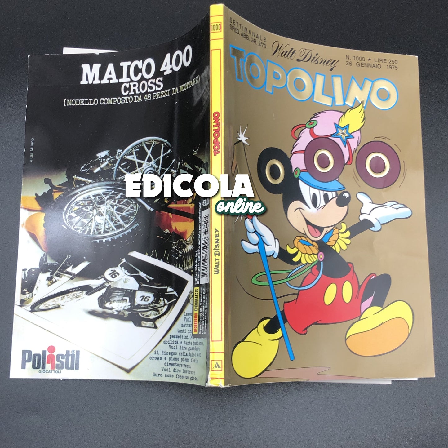 Fumetto TOPOLINO n. 1000 da Collezione Variant Oro Gold Cover Copertina Raro