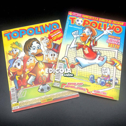 Set 2 Fumetti di TOPOLINO Libretto Francesco TOTTI che diventa Papertotti