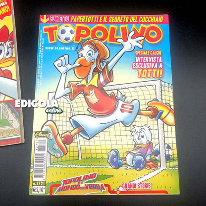 Set 2 Fumetti di TOPOLINO Libretto Francesco TOTTI che diventa Papertotti