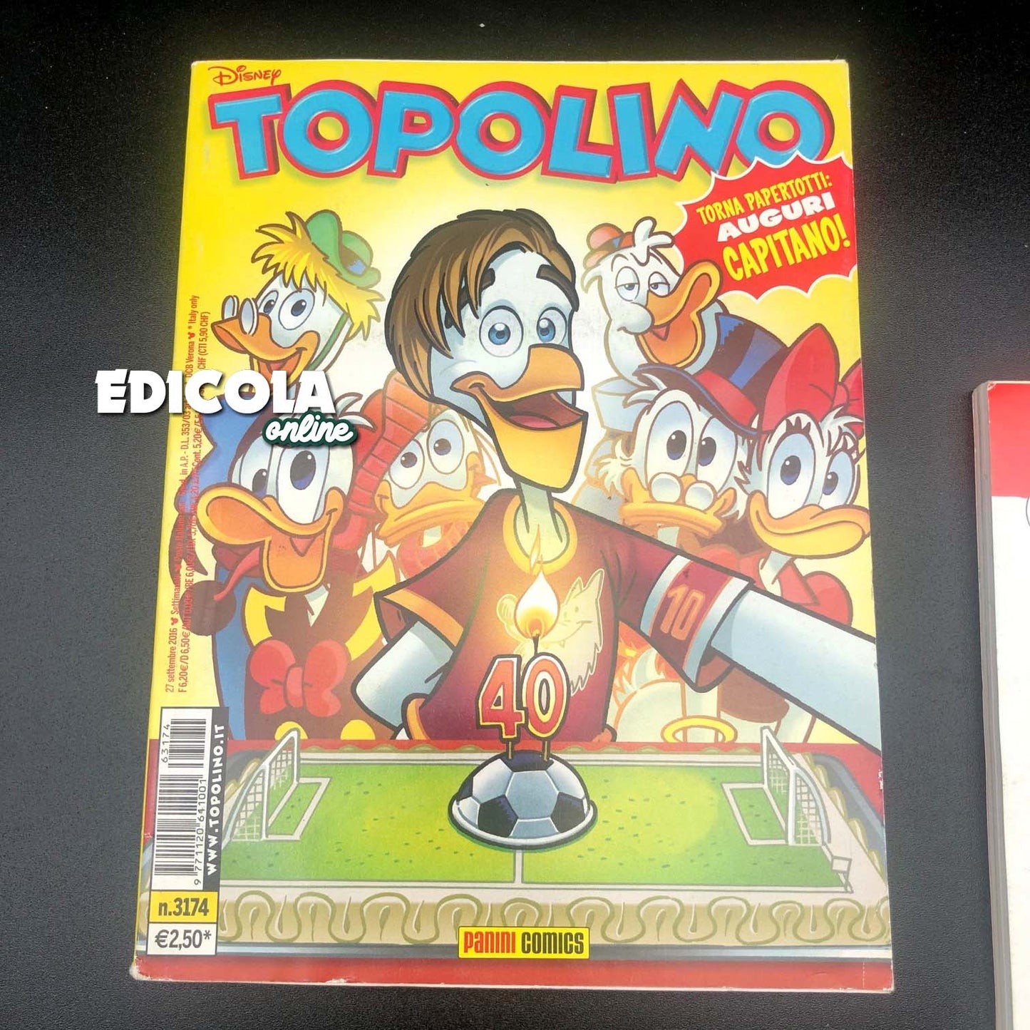 Set 2 Fumetti di TOPOLINO Libretto Francesco TOTTI che diventa Papertotti