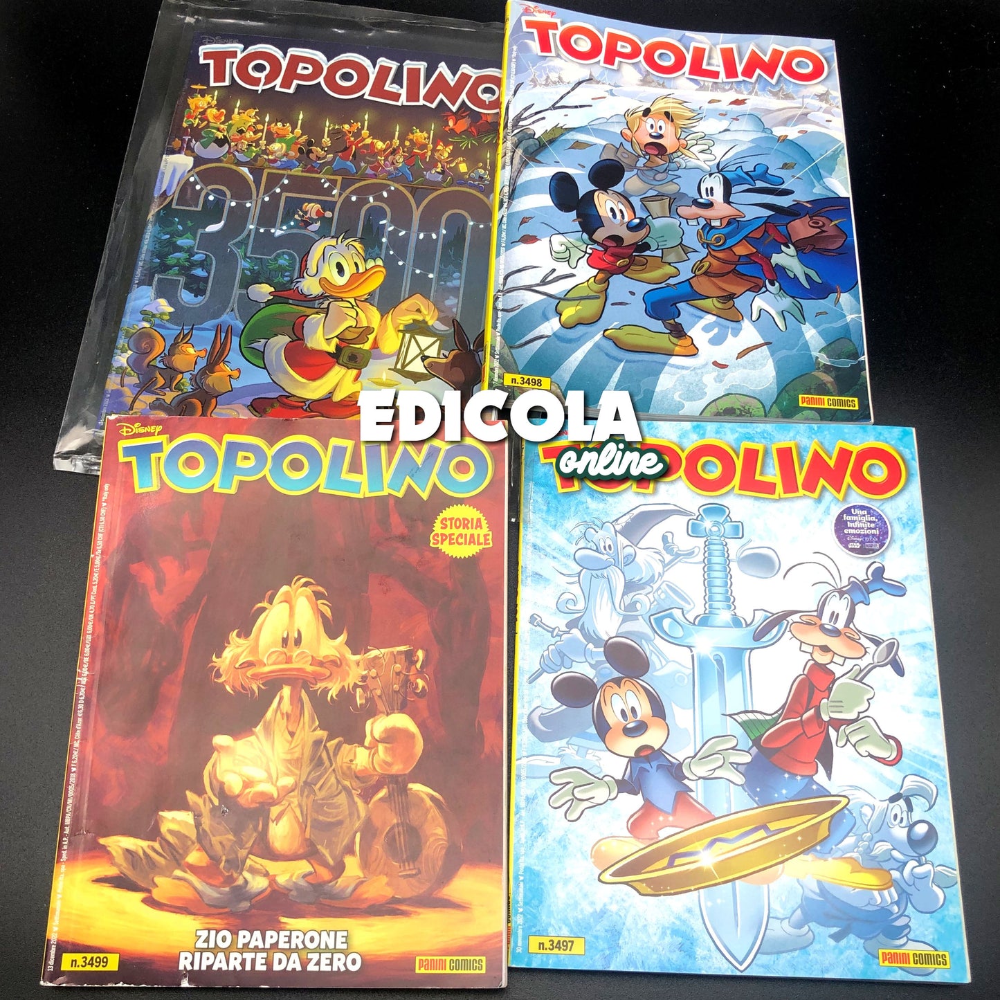 Set 4 Fumetti TOPOLINO e la SPADA di GHIACCIO Serie Completa 3497 3498 3499 3500