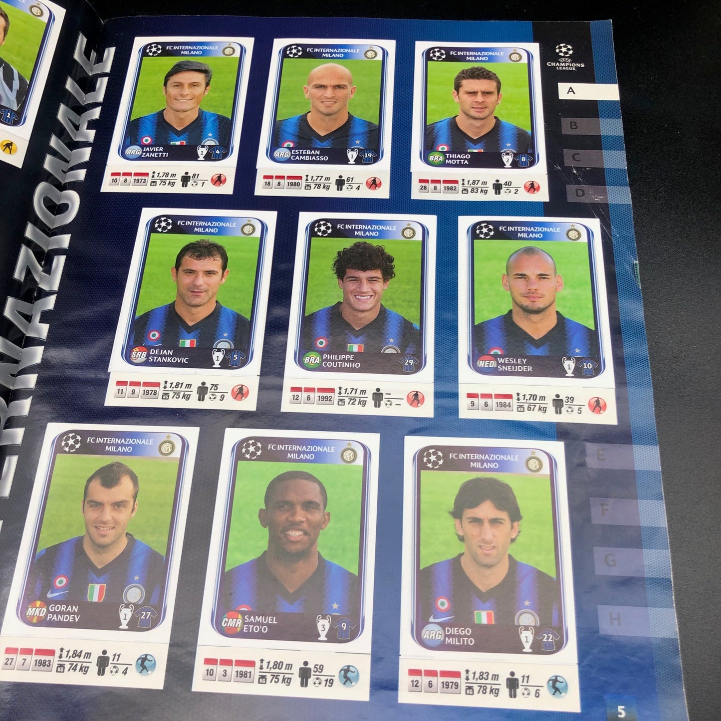 Album complet de stickers joueurs de football Panini LIGUE DES CHAMPIONS 2009-10 UEFA 2010
