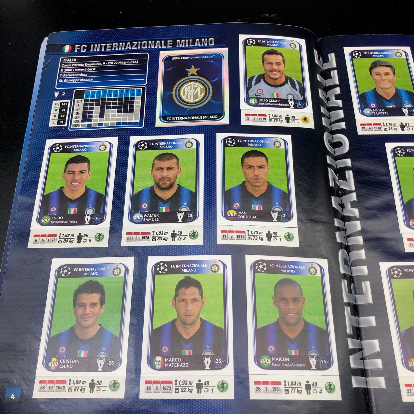 Album complet de stickers joueurs de football Panini LIGUE DES CHAMPIONS 2009-10 UEFA 2010