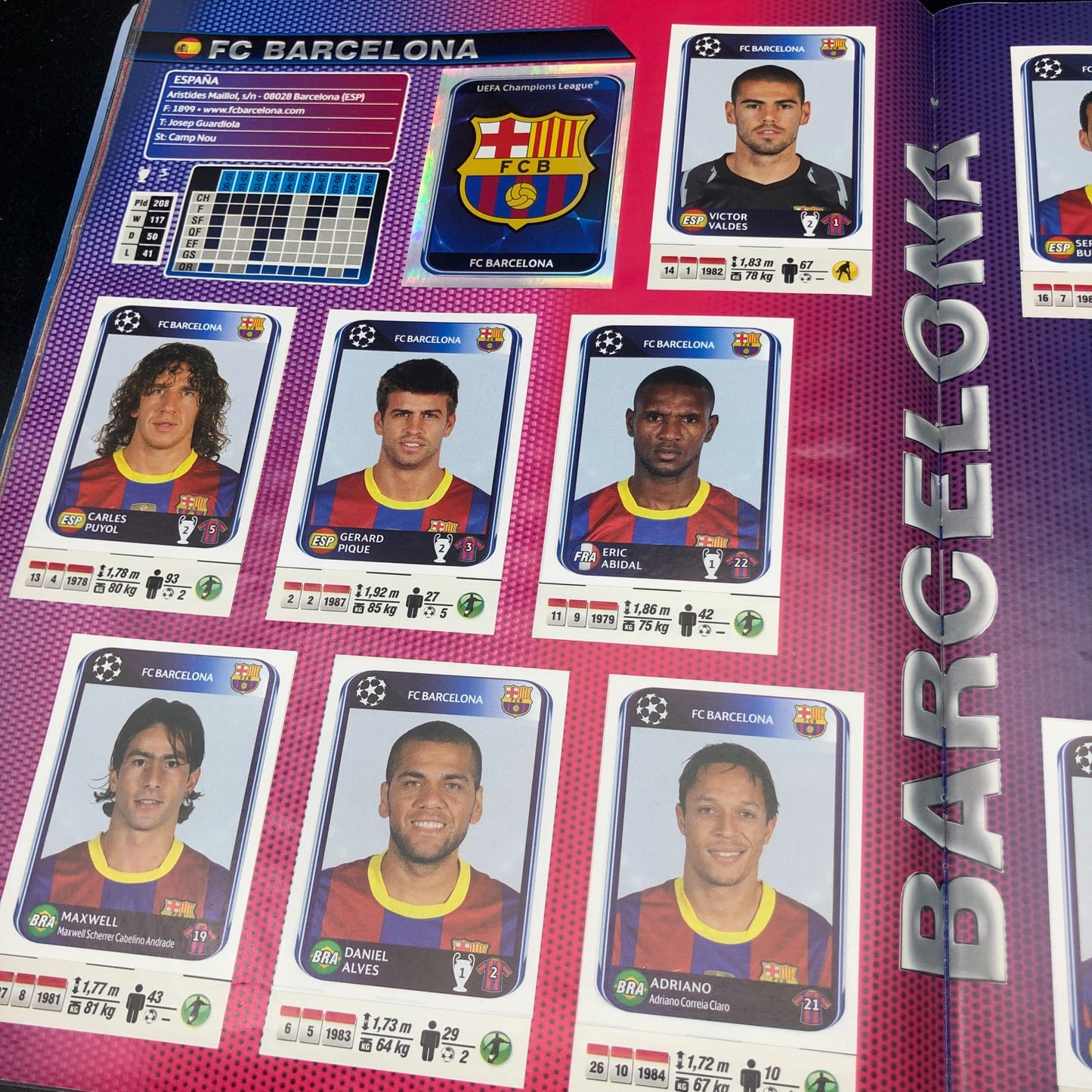 Album complet de stickers joueurs de football Panini LIGUE DES CHAMPIONS 2009-10 UEFA 2010