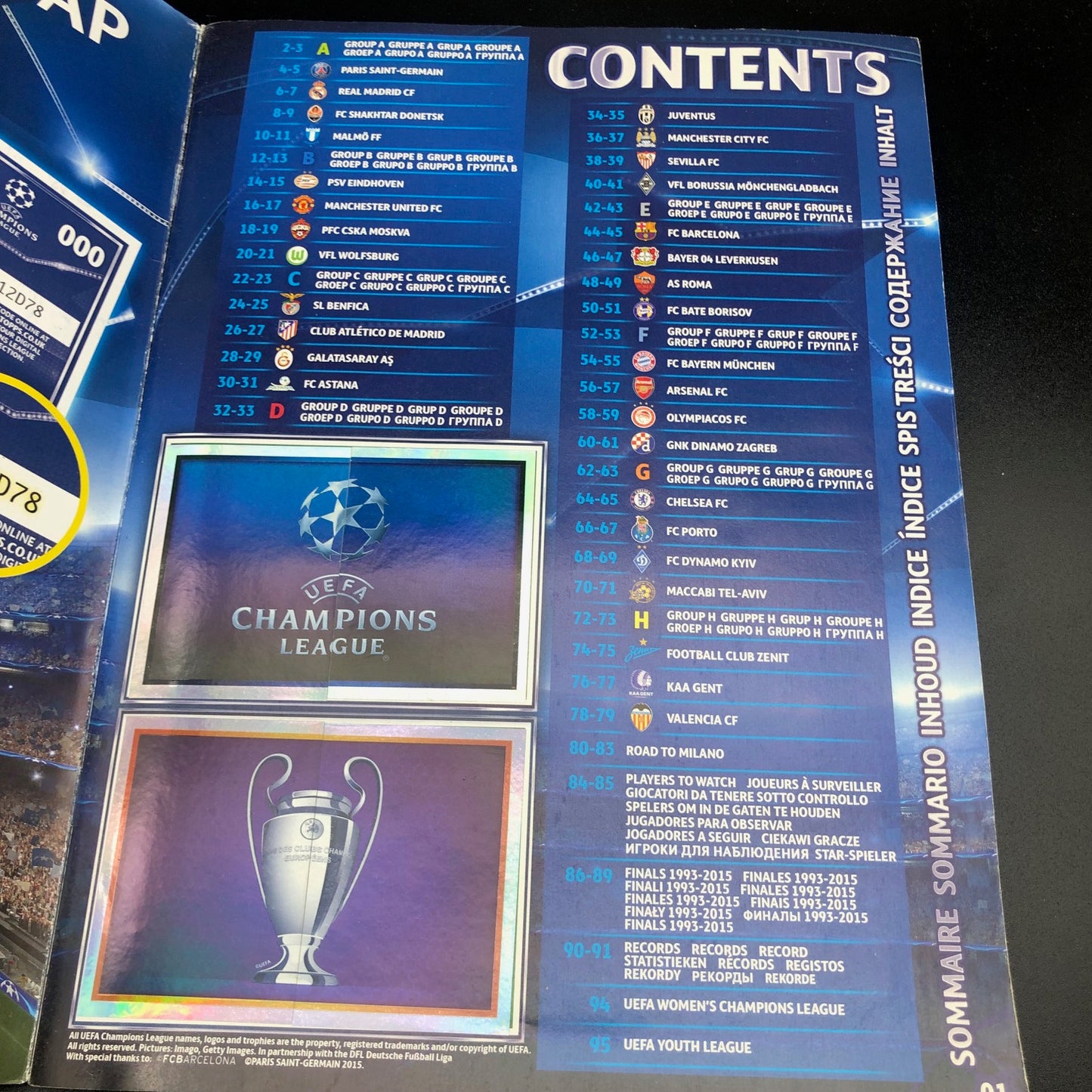 Album complet de stickers joueurs de football LIGUE DES CHAMPIONS 2016-17 Topps UEFA 2017